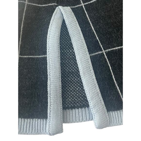 KAREN LESSLY LONG SLV V-NECK PULL-OVER SWEATSHIRT, WOMENS-L-GREY BLUE SQUARE GEO - Picture 10 of 12